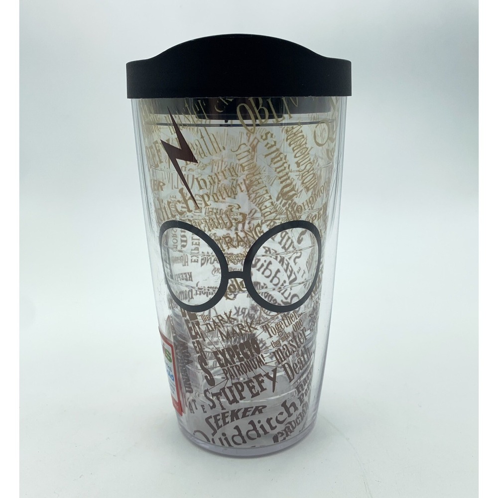 Tervis Harry Potter Glasses and Scar Tumbler Mug Cup w Wrap & Black Lid 16 oz